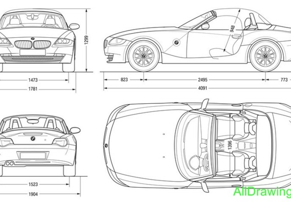 BMWs Z4 Roadster (2007) (BMW Z4 Roadster (2007)) are drawings of the car